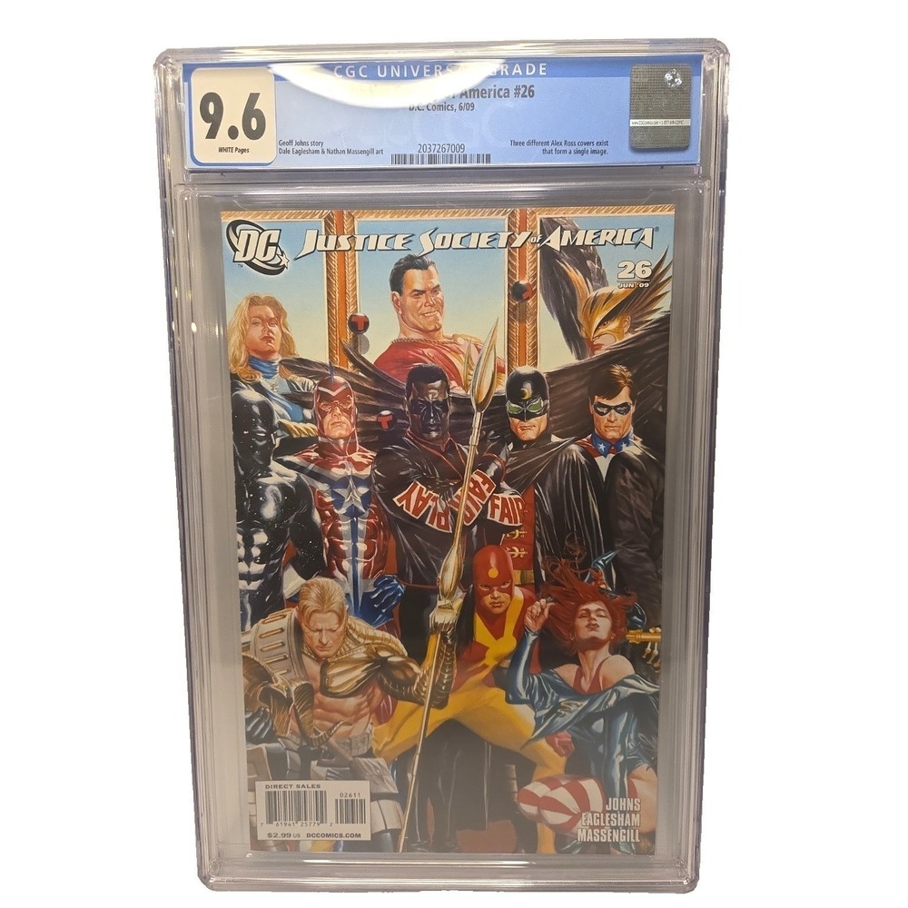 JUSTICE‎ SOCIETY OF AMERICA #26 2009 CGC 9.6 White Pages Alex Ross Group Cover